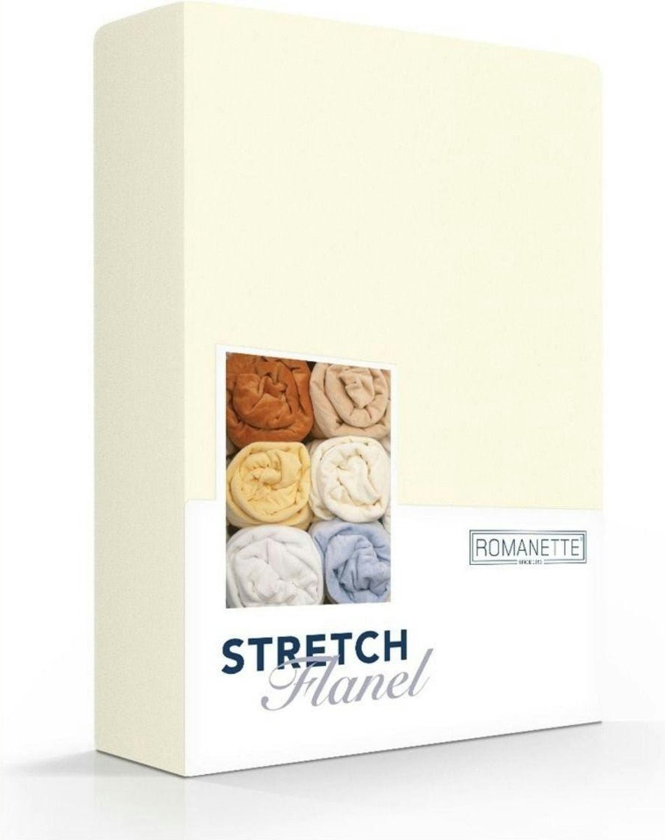 Romanette stretch flanel hoeslaken - Ivoor - 2-persoons (140/150x200/220 cm)