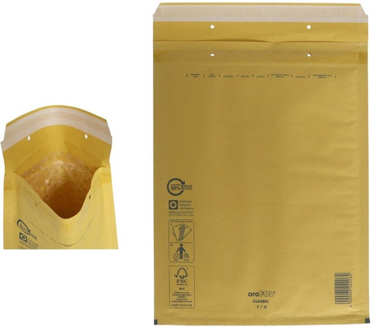 luchtkussen enveloppen bruin 22 x 34 cm - Bubbeltjes enveloppen 25st