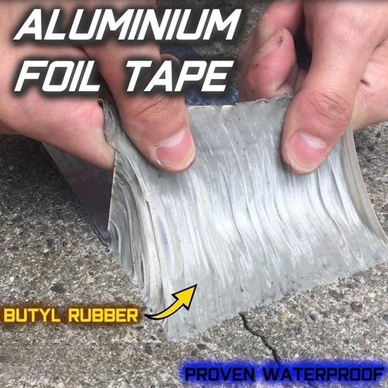Butyltape, waterdicht, voor buiten, bitumentape, zelfklevend, 5 cm x 5 m, super afdichtingstape, waterdicht, slijtage en hittebestendig, voor daklek, oppervlakscheuren, buisbreuk (5 x 5