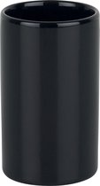 Spirella Badkamer drinkbeker/tandenborstelhouder Sienna - porselein - glans zwart - 7 x 11 cm