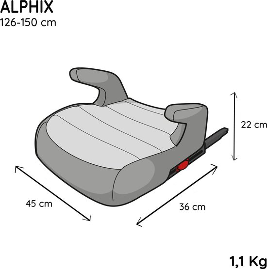 ALPHIX ACCESS - Isofix zitverhoger auto - 126-150 cm - 6 tot 12 jaar - Isofix bevestiging - ZWART - NANIA