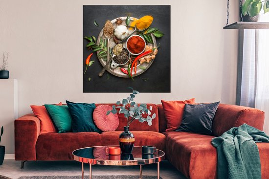 Affiche Herbes sur plaque d'argent - 100x100 cm XXL