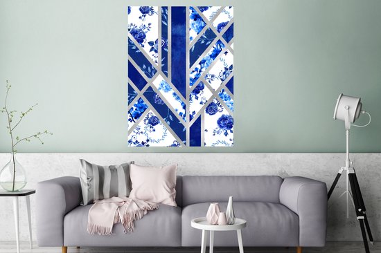 Affiche Bleu de Delft - Motif - Luxe - 90x120 cm