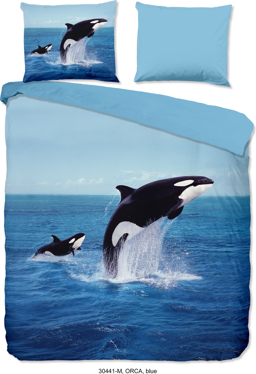 Pure dekbedovertrek orca in de zee - Lits jumeaux 240x200/220 cm - Blauw - Microvezel Blue