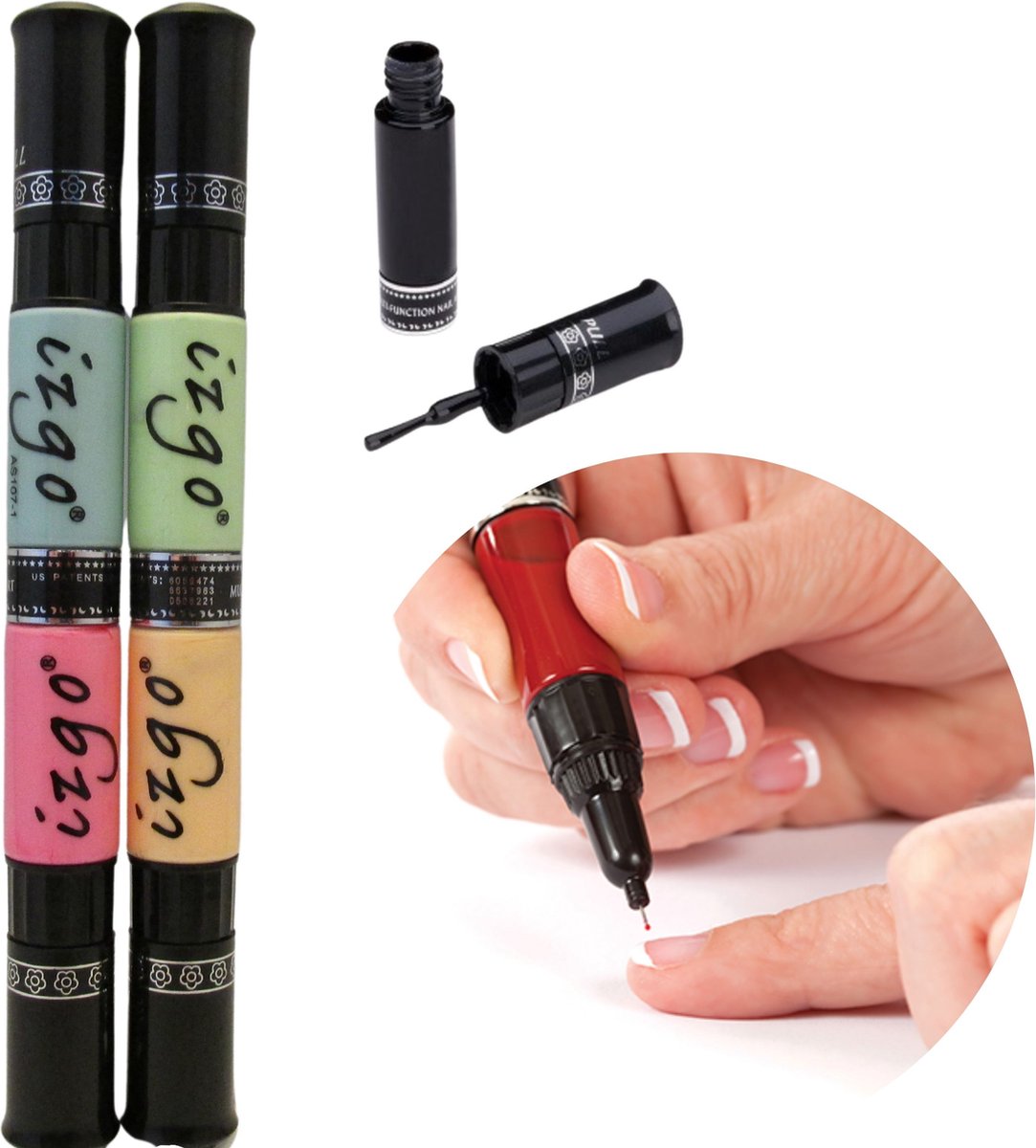 IZGO Naildesign2 in 1 Nagellak DUO Nail Art Pen Spring Pastels Set