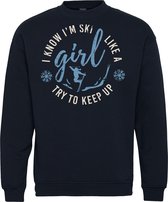 Sweater Ski Like a Girl | Apres Ski Verkleedkleren | Fout Skipak | Apres Ski Outfit | Navy | maat S