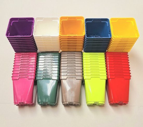 Zaaihandleiding per zaadsoort 15 100 gekleurde Kweekpotjes - in 10 kleuren - HARD plastic