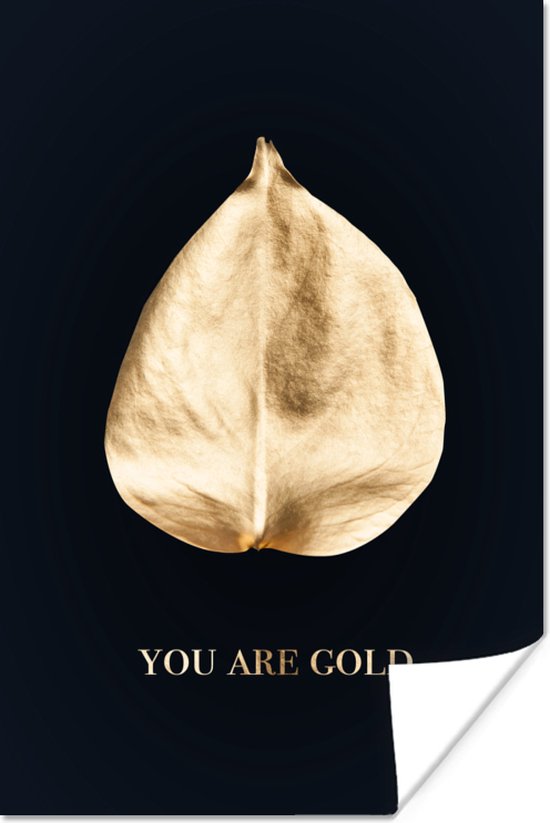 Poster Quote - Blad - Goud - 120x180 cm XXL