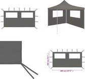 vidaXL Prieelzijwand met ramen 4x2 m antracietkleurig - Zijwand - Zijwanden - Partytent - Partytenten
