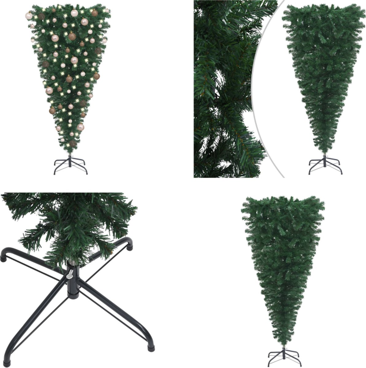 vidaXL Kunstkerstboom ondersteboven met LED's en kerstballen 120 cm - Kunstkerstboom - Kunstkerstbomen - Kerstboom - Kerstdecoratie