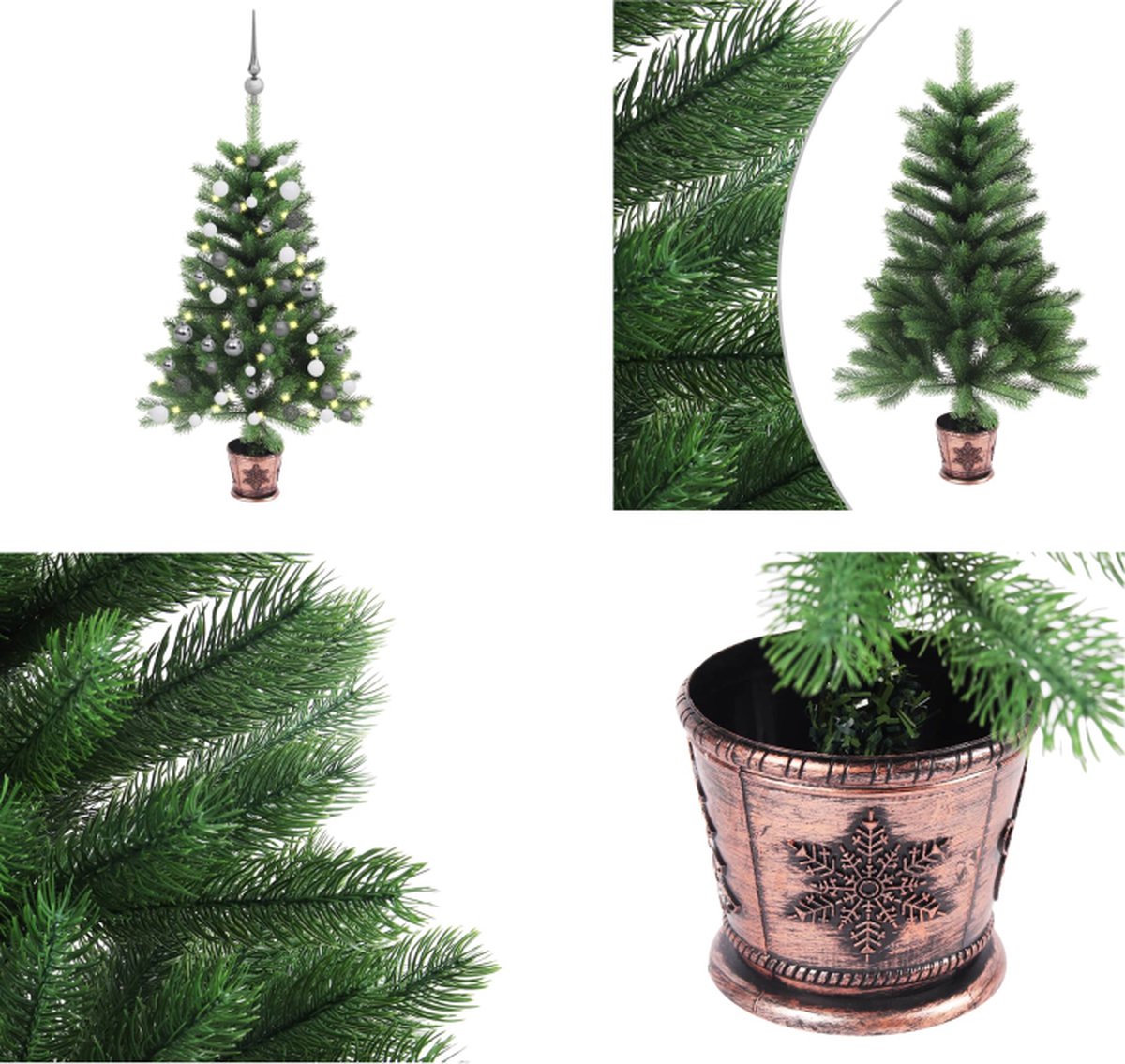 vidaXL Kunstkerstboom met LED's en kerstballen 65 cm groen - Kunstkerstboom - Kunstkerstbomen - Kerstboom - Kerstdecoratie