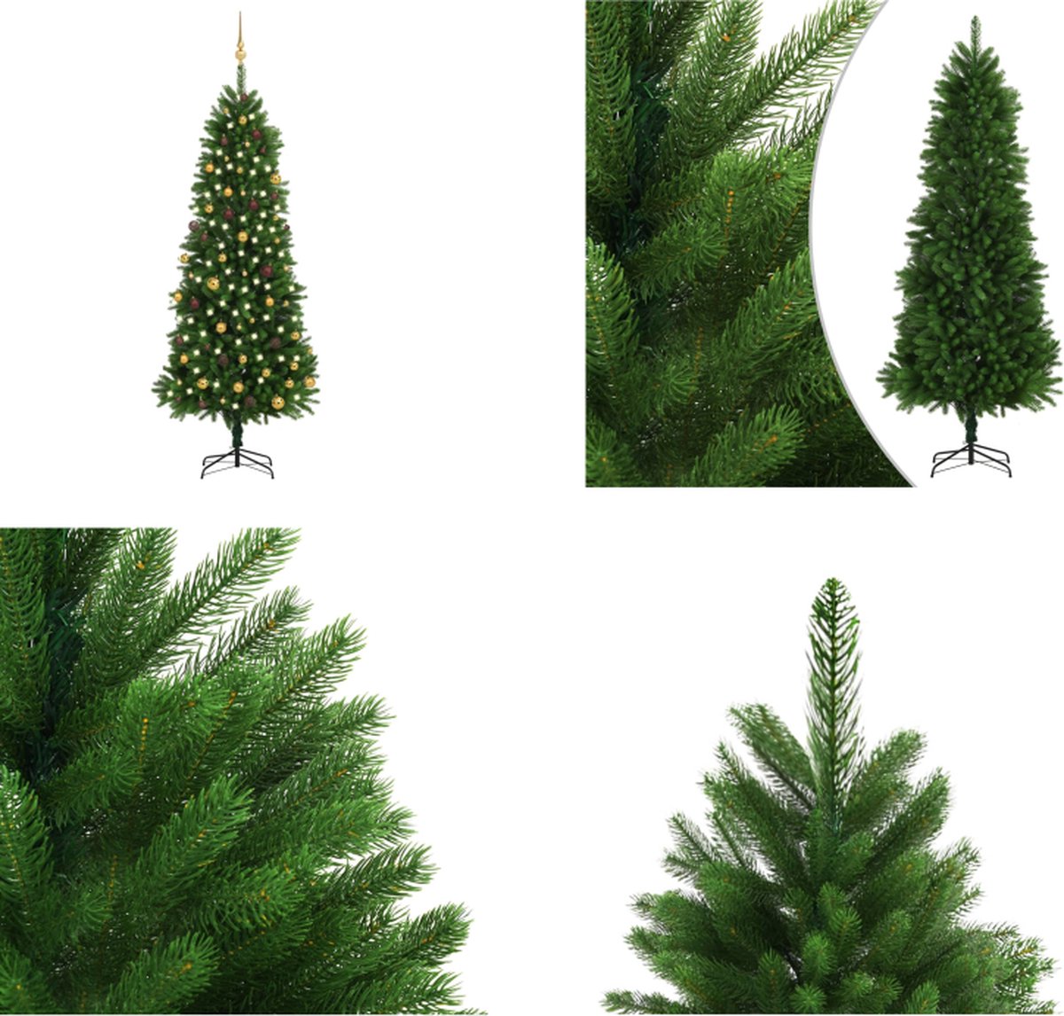 vidaXL Kunstkerstboom met LED's en kerstballen 240 cm groen - Kunstkerstboom - Kunstkerstbomen - Kerstboom - Kerstdecoratie