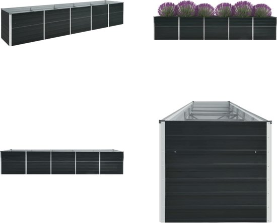 vidaXL Plantenbak verhoogd 400x80x77 cm gegalvaniseerd staal antraciet - Verhoogde Tuinbak - Verhoogde Tuinbakken - Verhoogde Plantenbak - Verhoogde Plantenbakken
