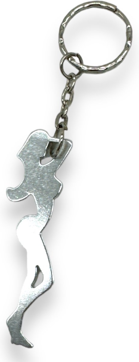 Kinky Pleasure Flesopener Sleutelhanger – Sexy Vrouwen Lichaam (Zilver)
