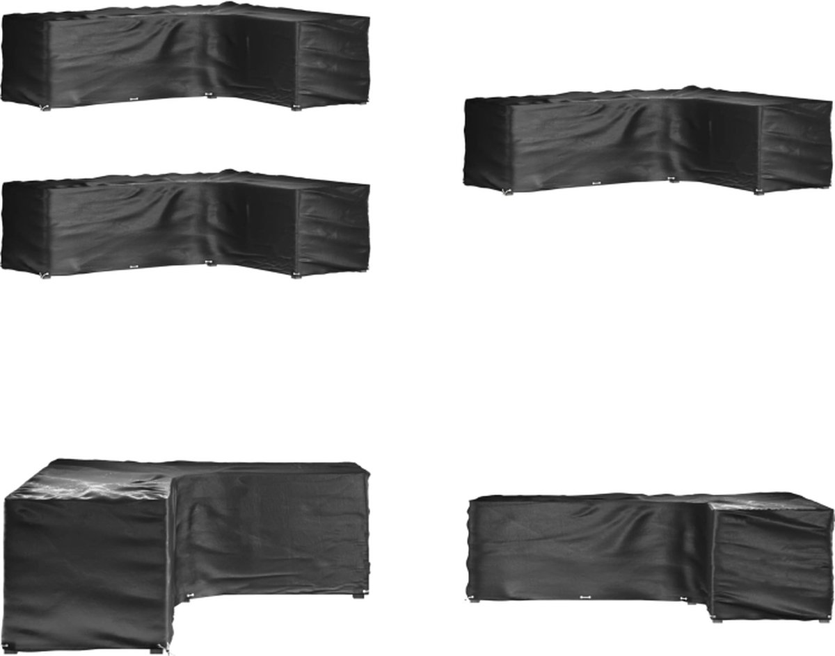 VidaXL Tuinmeubelhoezen L-vormig 2 st 18 oogjes 285x220x80 cm Tuinmeubelhoes Tuinmeubelhoezen Terrasmeubelhoes Terrassethoes