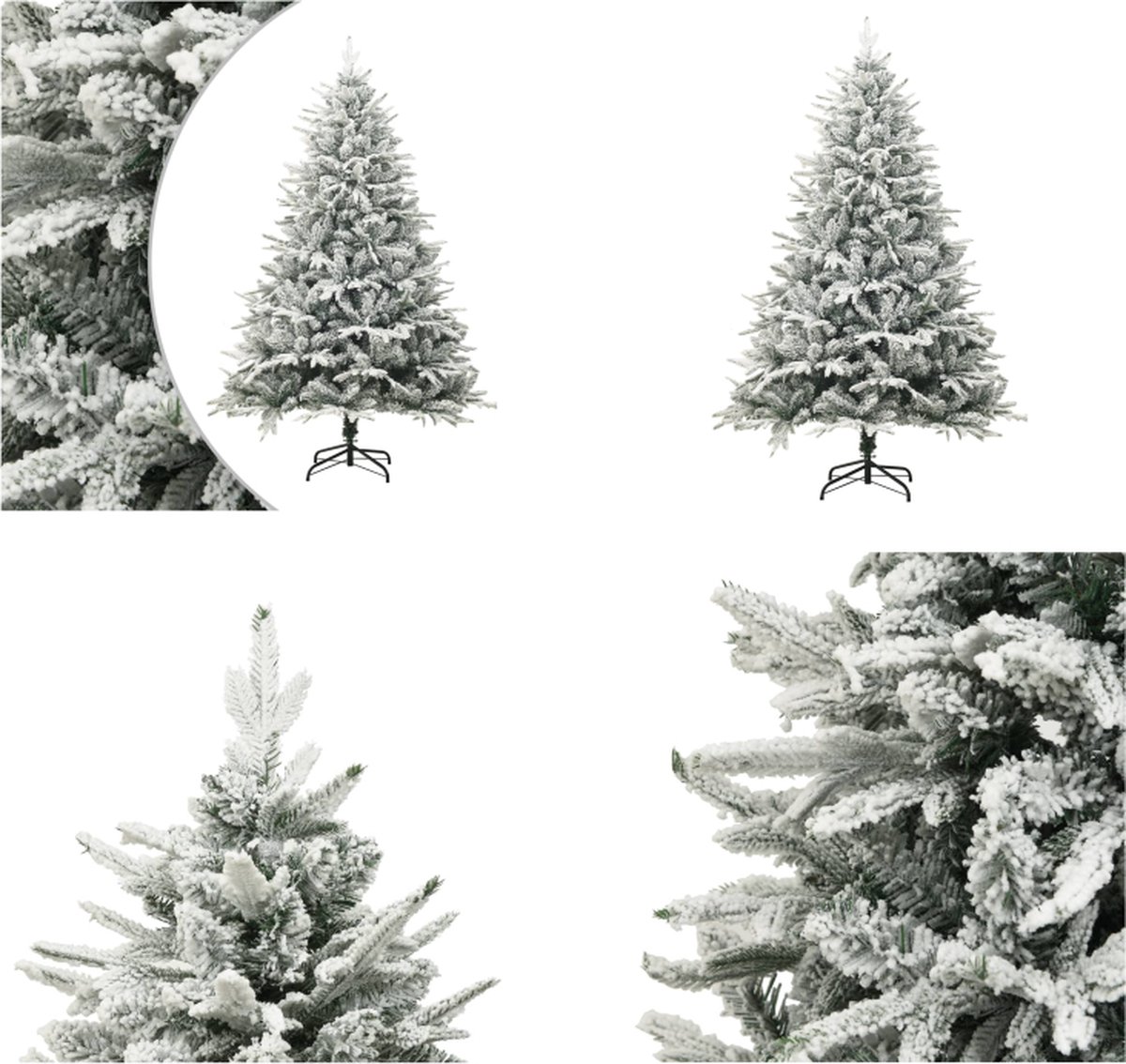 vidaXL Kunstkerstboom met sneeuwvlokken 210 cm PVC en PE groen - Kunstboom - Kunstbomen - Kunstkerstboom - Kunstkerstbomen