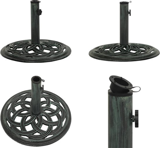 vidaXL Parasolvoet 44x44x31 cm gietijzer groen - Parasolvoet - Parasolvoeten - Parasol Voet - Parasol Voet