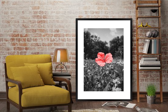 Cadre photo avec affiche - Fleurs - Rose - Zwart - Wit - 80x120 cm - Cadre pour affiche