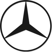 Mercedes Star - Logo - Metal Art - Zwart - 60 x 60 cm - Décoration de voiture - Décoration murale - Man Cave - Cadeau pour homme - Avec système de suspension