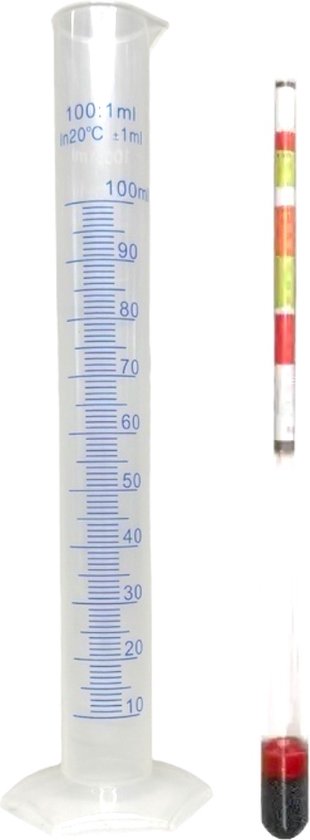 SIMPELBROUWEN® - Thuisbrouwpakket - Hydrometer + Maatcilinder - 100 ml. - Alcoholpercentage meten