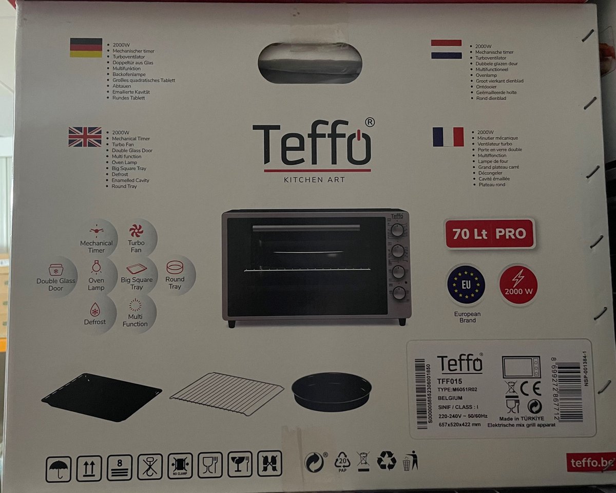 Teffo Vrijstaande Oven - XXL Pro - 70L - Elektrische Oven - Grijs – foto 5