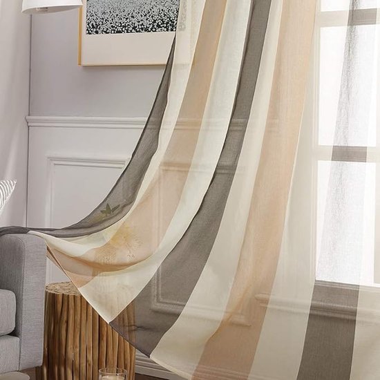 Transparante raamgordijnen, Glad, Elegant, voor Ramen/Gordijnen/behandeling voor Slaapkamer, Woonkamer, 140cm x 175cm
