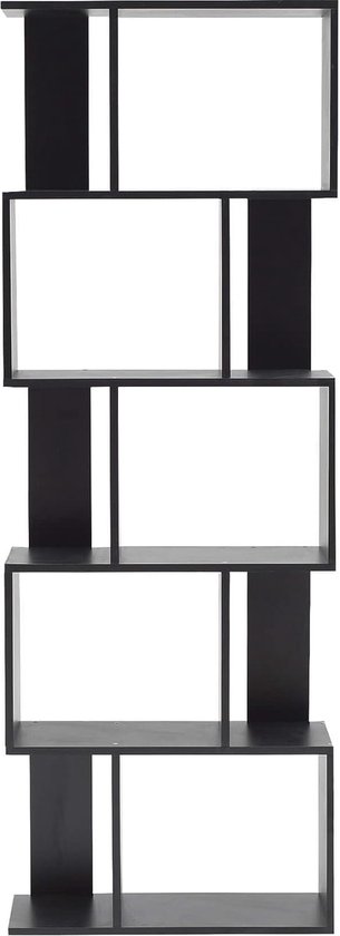 Rebecca Mobili Zwarte boekenkast, modern design plank, 10 planken, mdf-hout, woonkamer - Afmetingen: 160 x 44,5 x 22 cm (HxBxD) - Art. KONING 4654