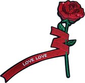 Roos Love Love Tekst Strijk Embleem XL Patch 23.7 cm / 21 cm / Rood Groen