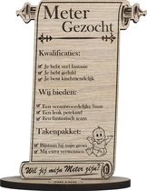 Perkament Meter gezocht - houten wenskaart - kaart van hout - wil jij mijn meter zijn? - 12.5 x 17.5 cm
