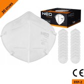 Demi-masque anti-poussière Neo Tools - FFP2 - 5 couches - certifié CE - 20 pièces
