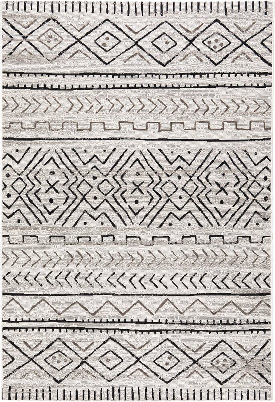 Karat Buitenkleed - Tuintapijt - Vloerkleed - Aztec - Grijs - 160 x 230 cm