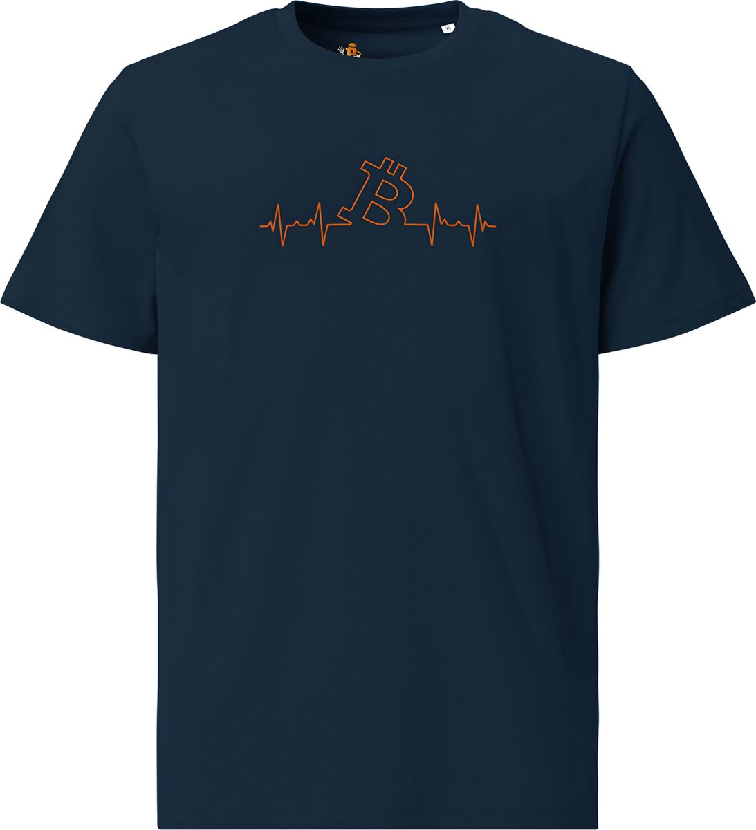 Bitcoin T-shirt Bitcoin Heart Beat - Unisex - 100% Biologisch Katoen - Kleur Marine Blauw - Maat L | Bitcoin cadeau| Crypto cadeau| Bitcoin T-shirt| Crypto T-shirt| Crypto Shirt| Bitcoin Shirt| Bitcoin Merch| Crypto Merch| Bitcoin Kleding