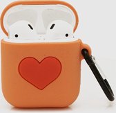 Cartoon Silicone Case voor Apple Airpods - Orange Love - met karabijn