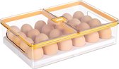 Eierdoos, eiercontainer voor koelkast met 24 vakken, multifunctionele eierdoos met verwijderbare eiercontainer, kan eieren en groenten bewaren (transparant)