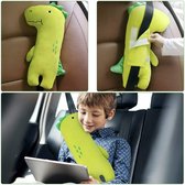 Autogordel Kussen / Autoriem Kussen - Kleur: Groen / Dinosaurus - Slaapkussen voor in de Auto - Hoge Kwaliteit - Kleuters, Peuters & Kinderen - Slapen in de Auto - Riemkussen / Gordelkussen / Autoriem Kussen / Auto Gordel Kussen - Slaapkussen Auto