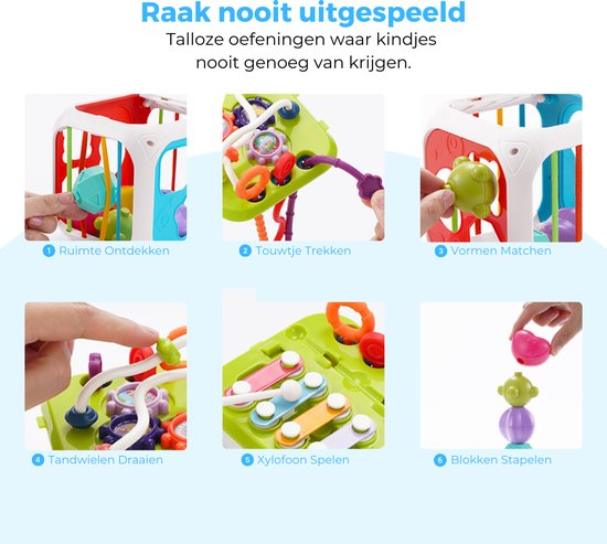 Mauzek® Montessori Activiteiten Kubus 7 in 1 - Montessori Speelgoed - Kinderspeelgoed - Vormenstoof - Blokkendoos - Speelkubus - Sensorisch Speelgoed - Educatief Speelgoed - Motorisch Speelgoed - Peuter Speelgoed - Speelgoed voor onderweg- +1,5 jaar van Mauzek — afbeelding 3