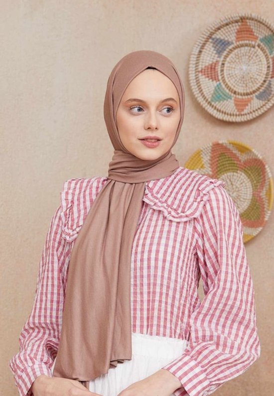Hijab Jersey ROSE TAUPE - Sjaal - Hoofddoek - Turban - Jersey Scarf - Sjawl - Dames hoofddoek - Islam - Hoofddeksel