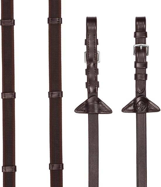Lemieux Teugels Rubber Grip Continental Middenbruin-zilver - paard Lemieux Teugels Rubber Grip Continental Middenbruin-zilver - paard