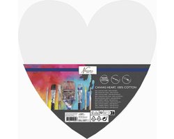 Canvas schilderij doek/paneel - schilderdoeken - hart - wit - 30 x 29 cm - Hobby schilderen