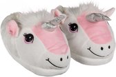 Eenhoorn sloffen - wit / roze - comfortabel - dieren pantoffels - volwassenen - unisex 37/38