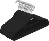 Fluwelen hangers voor overhemden, jurken, pakken, jassen, tops met bandjes - antislip - 50 stuks - fluwelen hangers met trekstang, zwart, 50