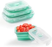 Récipients pliables de stockage de nourriture de 3 pièces, boîtes à déjeuner pliables en Silicone pour micro-ondes, réfrigérateurs, vert
