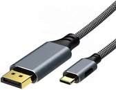 Qost - USB C naar DisplayPort Kabel - Braided - 8K 60Hz - 1,8 Meter - Zwart