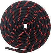 Ronde premium veters voor werkschoenen, wandelschoenen en trekkingschoenen - polyester - ø 4,5 mm - zeer scheurvast - kleur: zwart met rood, lengte: 120 cm