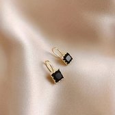 18K Gold Plated Black Onyx Gemstone Dangle Earrings