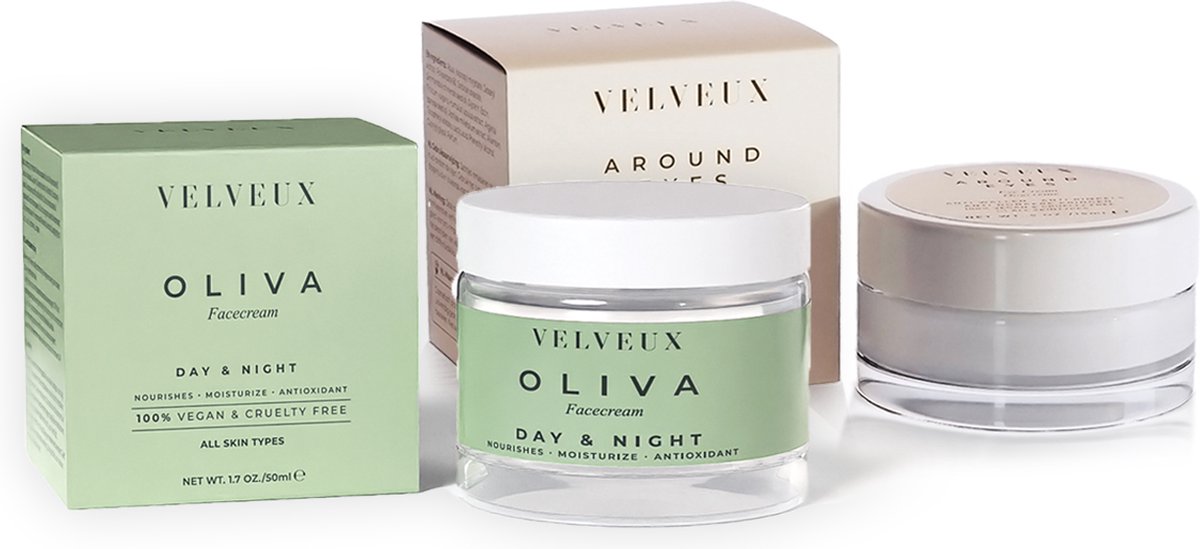 (Crème bundel) Oliva Face Cream & Oogcrème - eye cream - dagcreme - moisturizer - nachtcreme - skincare - gezichtsverzorging - gezichtscreme - Valentijn cadeautje voor haar vrouw