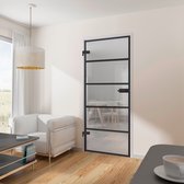 Complete glazen binnendeur - 83x197 - helder - 5 vakken - omkeerbare montage - met slot
