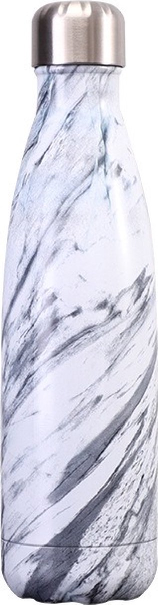 Hup. - RVS Drinkfles - Waterfles 500ml - Hip Design – BPA- & Lekvrij - Duurzaam - Marmer wit