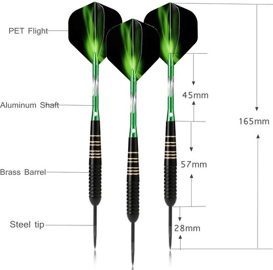 DiverseGoods 3 stuks Professionele Steeldartpijlen - Dartboard Toernooi Set met 23g Darts, PU Case en Zwarte Coating van DiverseGoods — afbeelding 3