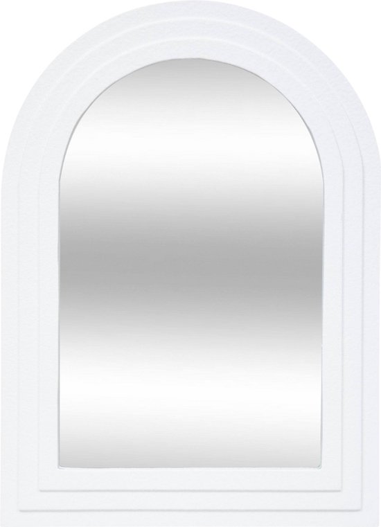 Spiegel Arch hout crème - 30 x 41 cm - houten spiegel - decoratieve spiegels - hangend - staand